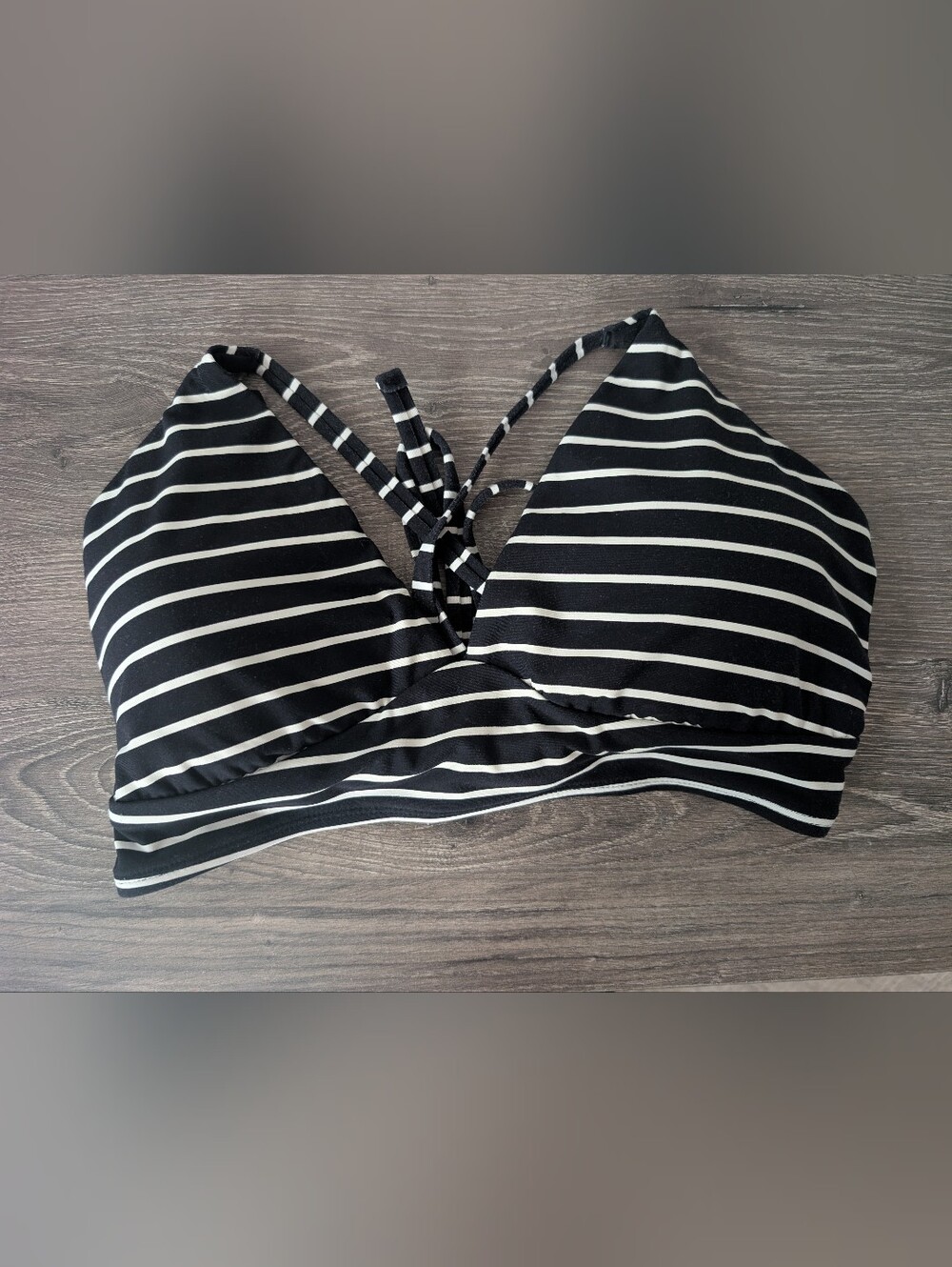 Calia Striped Women's Padded Bikini Top Size Large